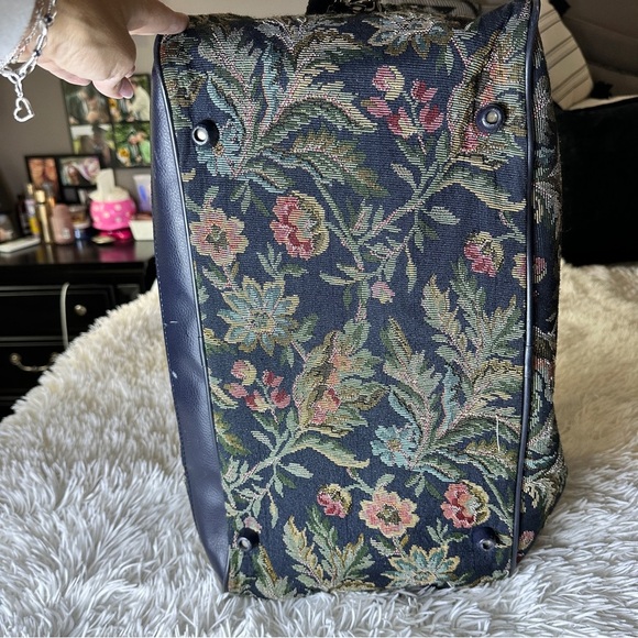Vintage Jordache Floral Tapestry Duffel Eclectic Grandpa Cottagecore Weekender - Picture 12 of 16